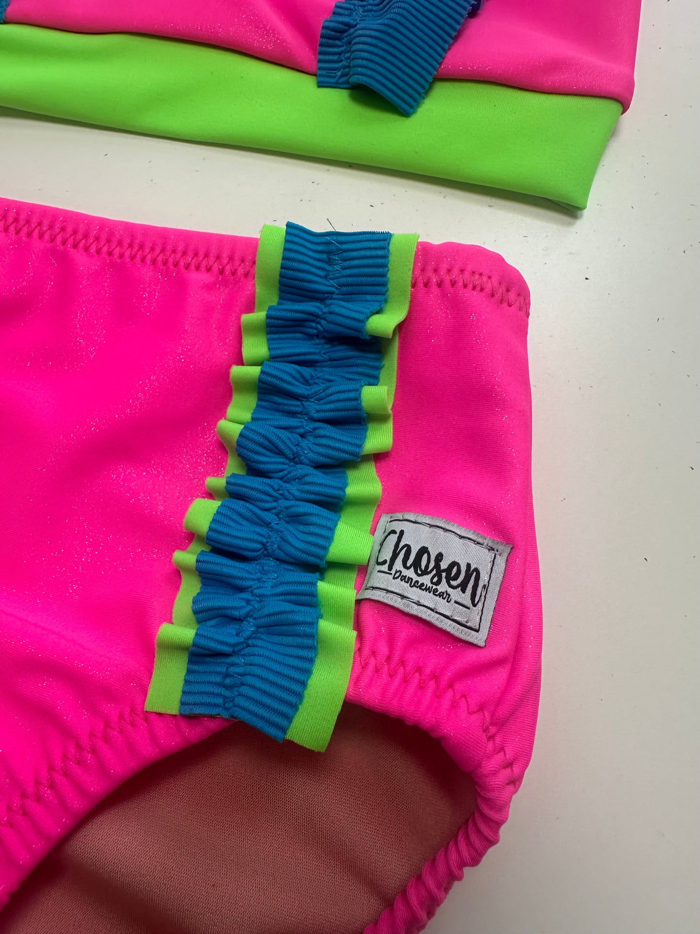 The Studio Standout ~ Neon Pink, Blue, & Lime Ruffle Dance Set
